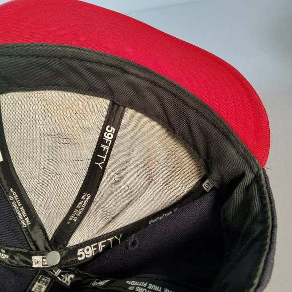 New Era 59Fifty Atlanta Braves Double Logo MLB Navy Blue Baseball Hat Size 7 5/8 - Picture 11 of 12